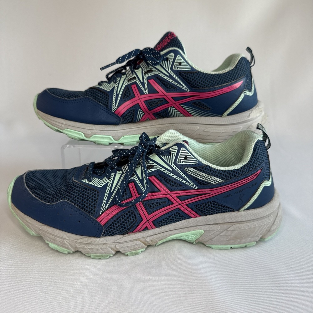 Asics Women's Gel Venture 8 Size 9.5 Running Shoes Sneakers Blue Pink